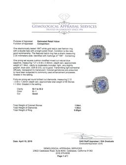 3.34 ctw Blue Sapphire And Diamond Ring - 18KT White Gold