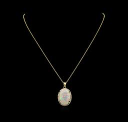 13.86 ctw Opal and Diamond Pendant - 14KT Yellow Gold