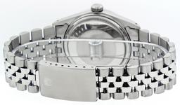 Rolex Mens Stainless Steel MOP Diamond Lugs & Sapphire String Datejust Wristwatc