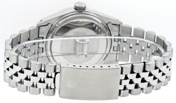 Rolex Mens Stainless Steel MOP Diamond Lugs & Sapphire String Datejust Wristwatc