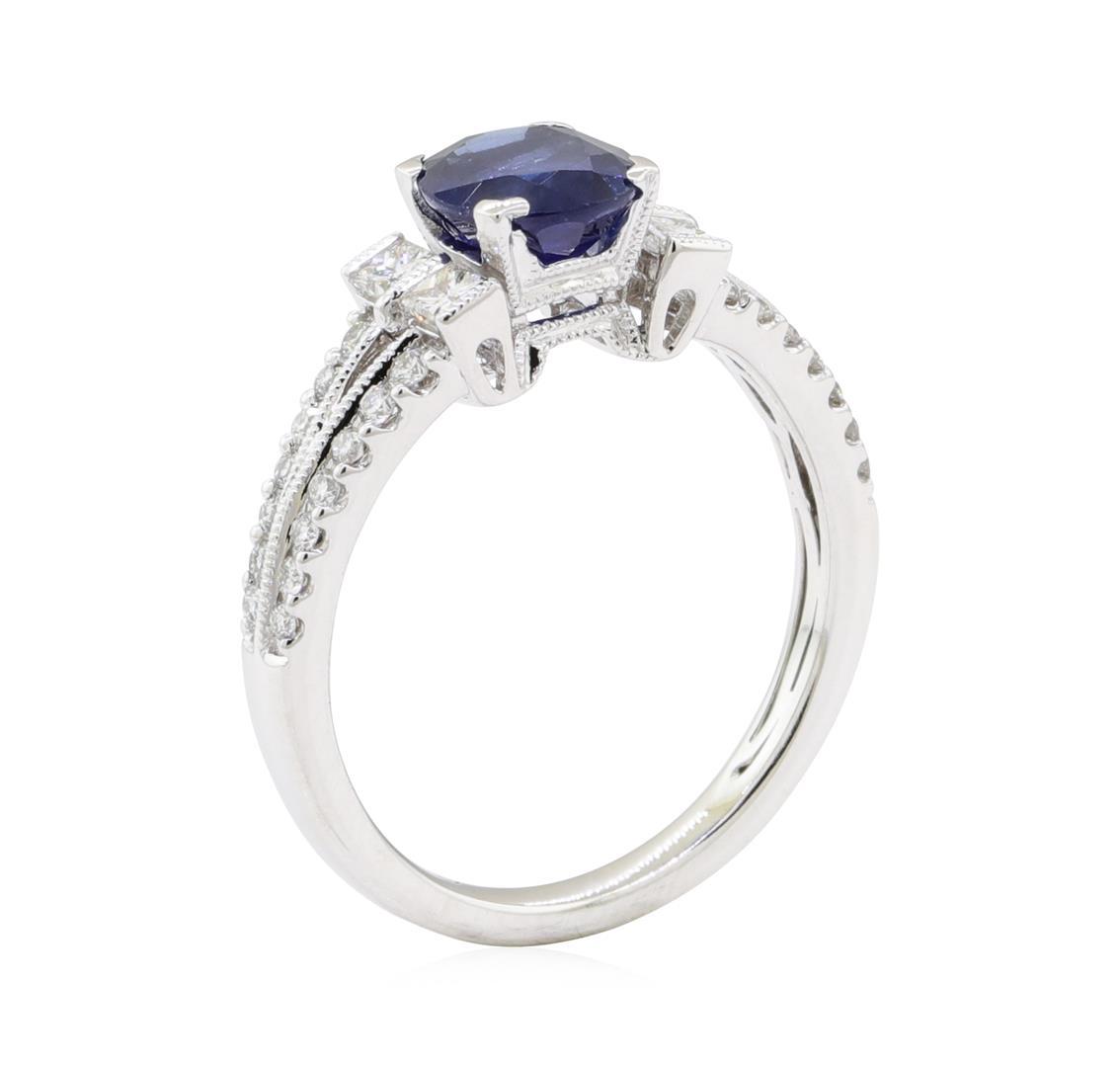 1.98 ctw Sapphire and Diamond Ring - 18KT White Gold