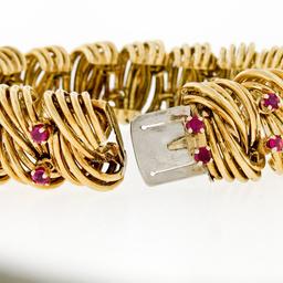 TIFFANY & CO. 18k Gold Wire 3.60 ctw Fine Round Ruby Statement Bracelet