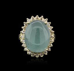 14KT Yellow Gold 13.35 ctw Aquamarine and Diamond Ring