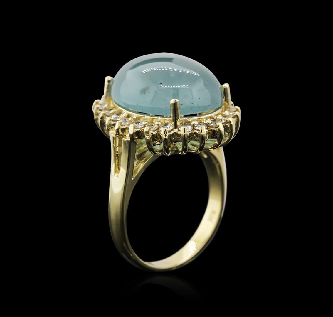 14KT Yellow Gold 13.35 ctw Aquamarine and Diamond Ring