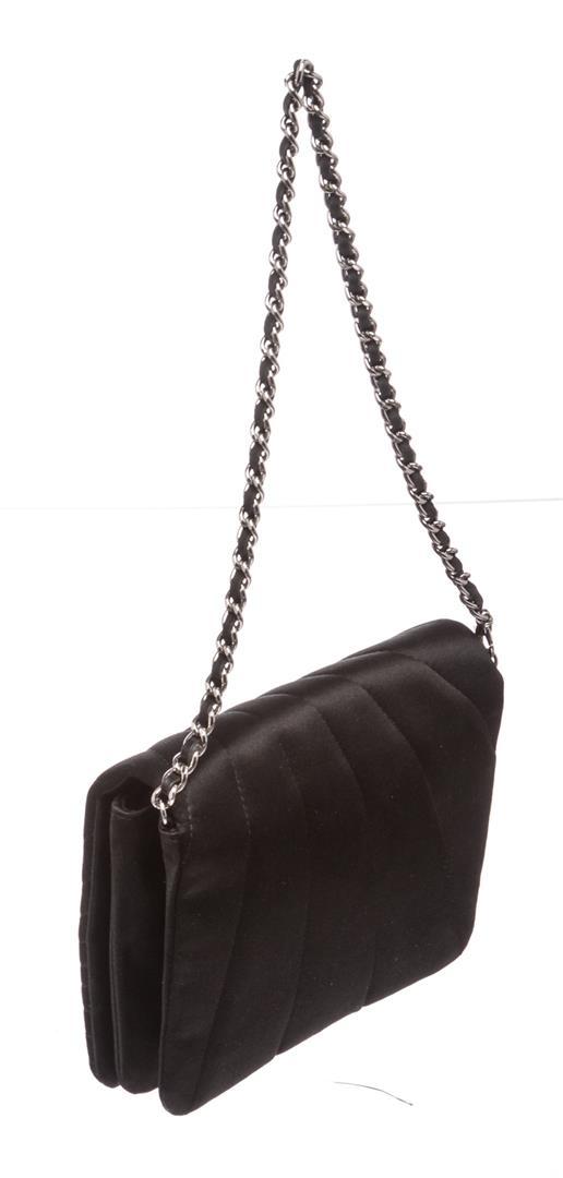 Chanel Black Satin Vanity Evening Quilted Flap Bag