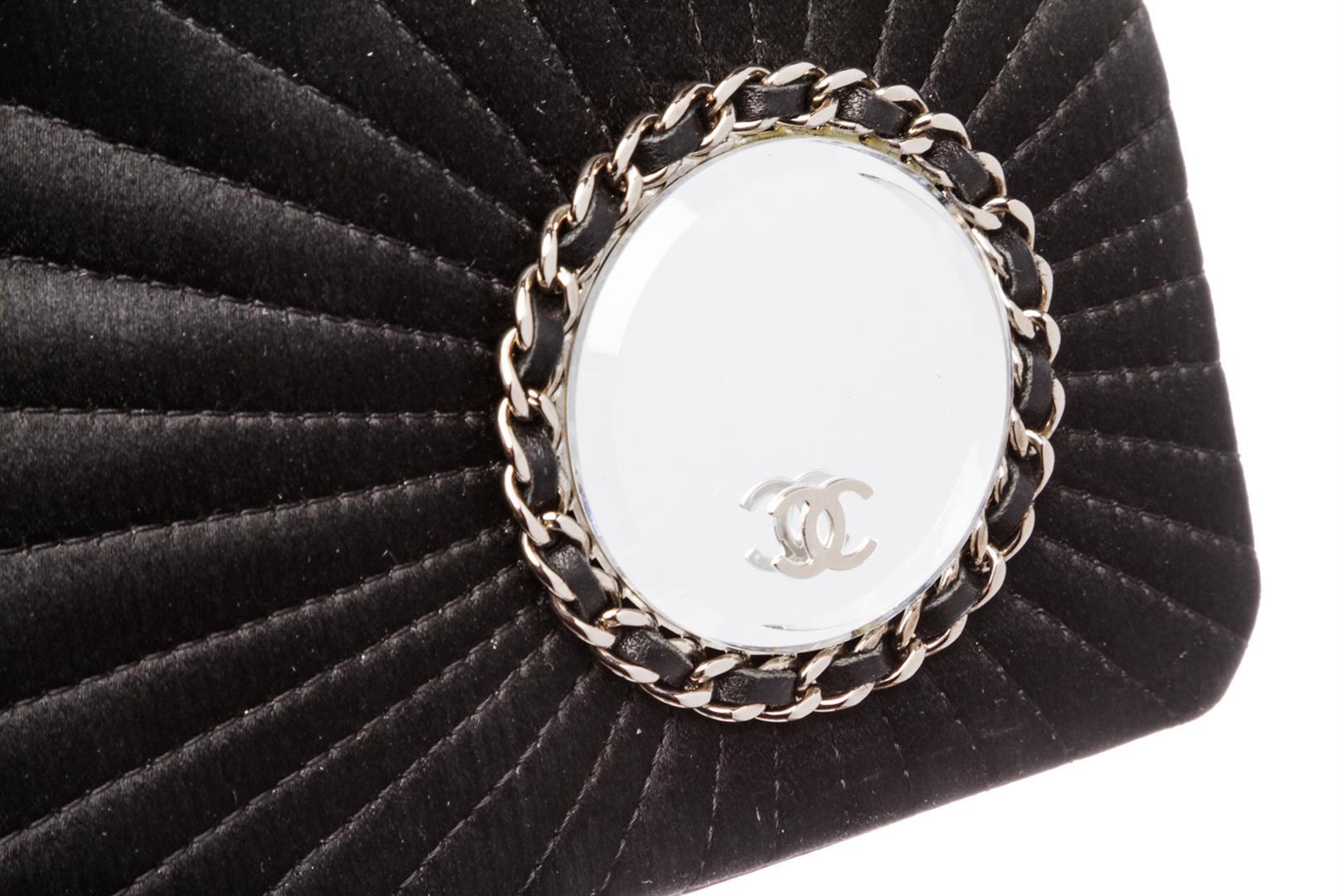 Chanel Black Satin Vanity Evening Quilted Flap Bag