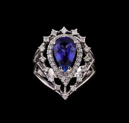 14KT White Gold 2.65 ctw Tanzanite and Diamond Ring