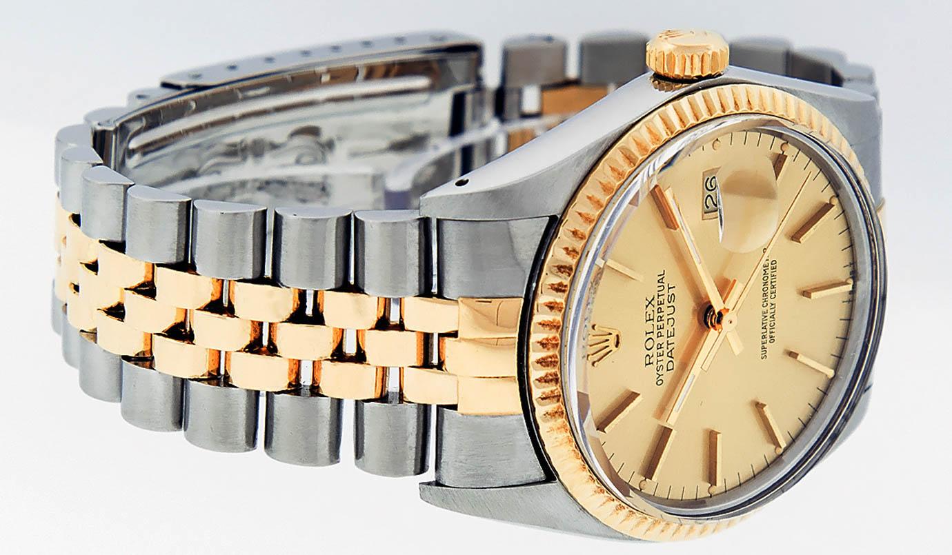 Rolex Mens 2 Tone 14K Champagne Index 36MM Datejust Wristwatch