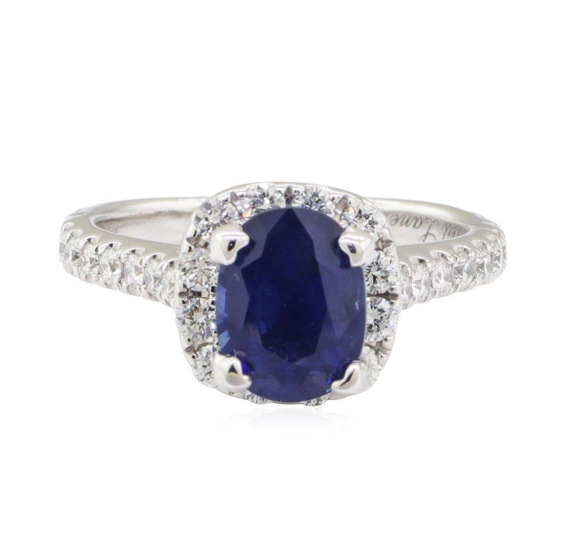 2.41 ctw Sapphire and Diamond Ring - 14KT White Gold