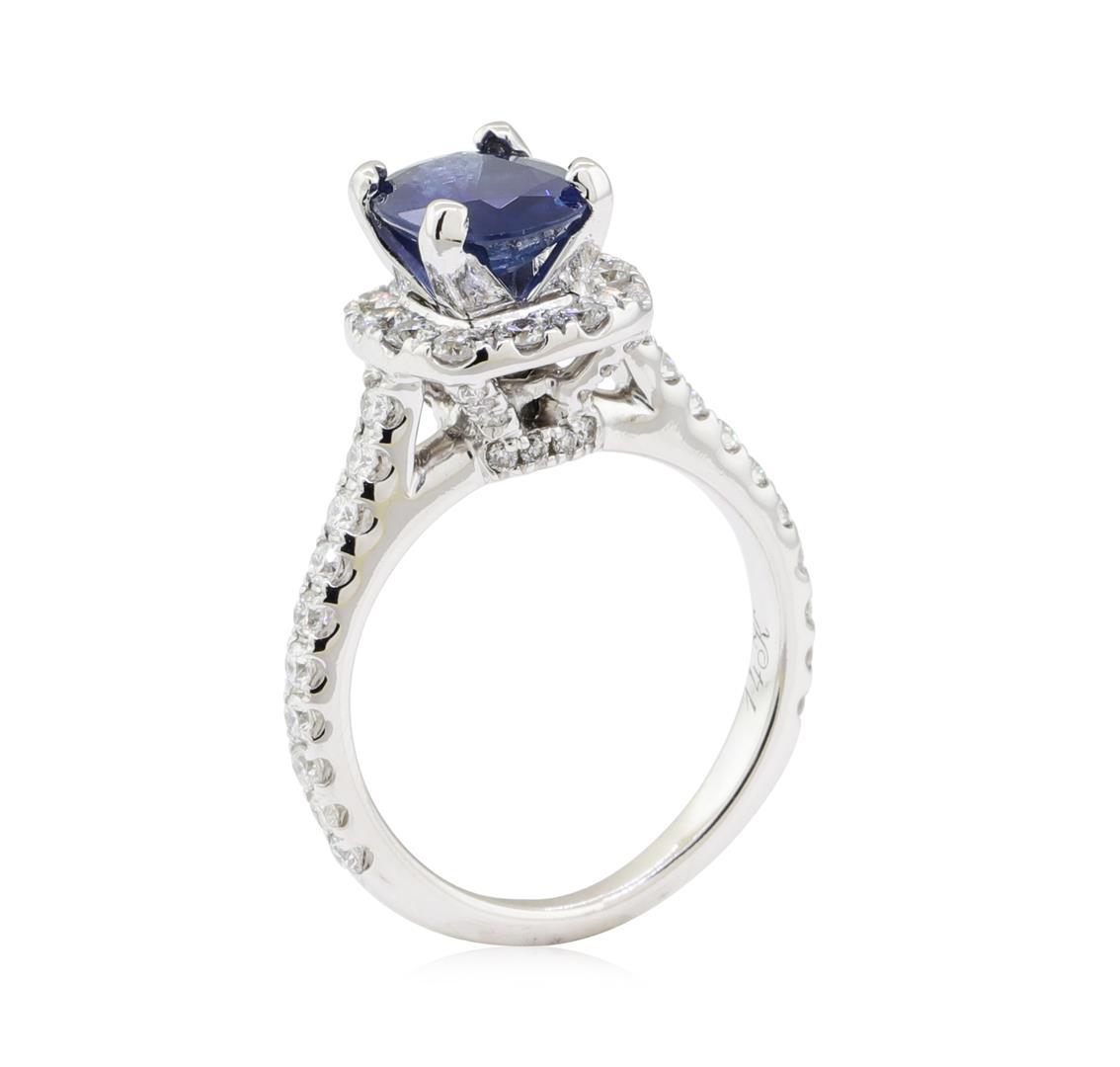 2.41 ctw Sapphire and Diamond Ring - 14KT White Gold