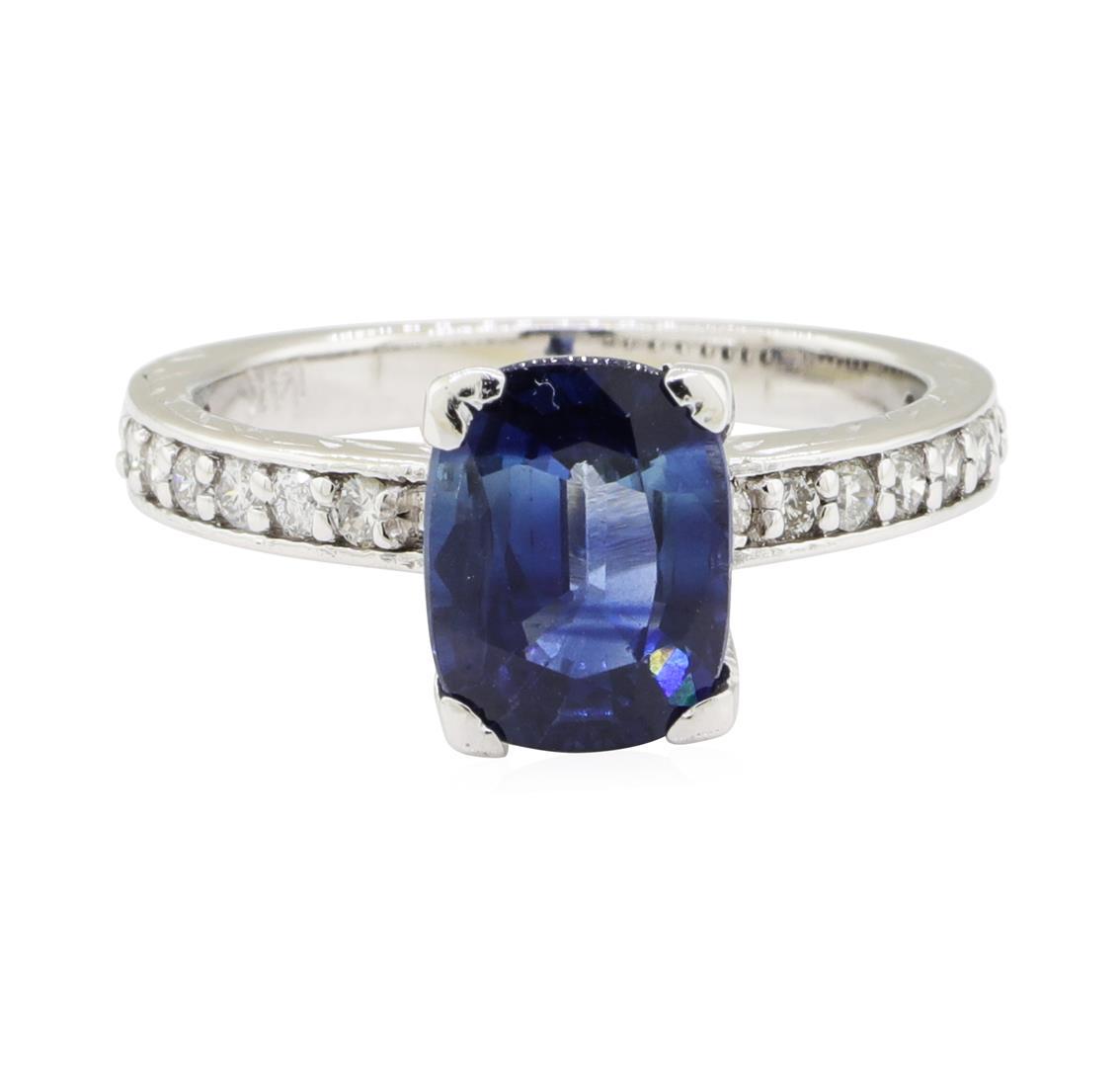 2.77 ctw Sapphire and Diamond Ring - 14KT White Gold