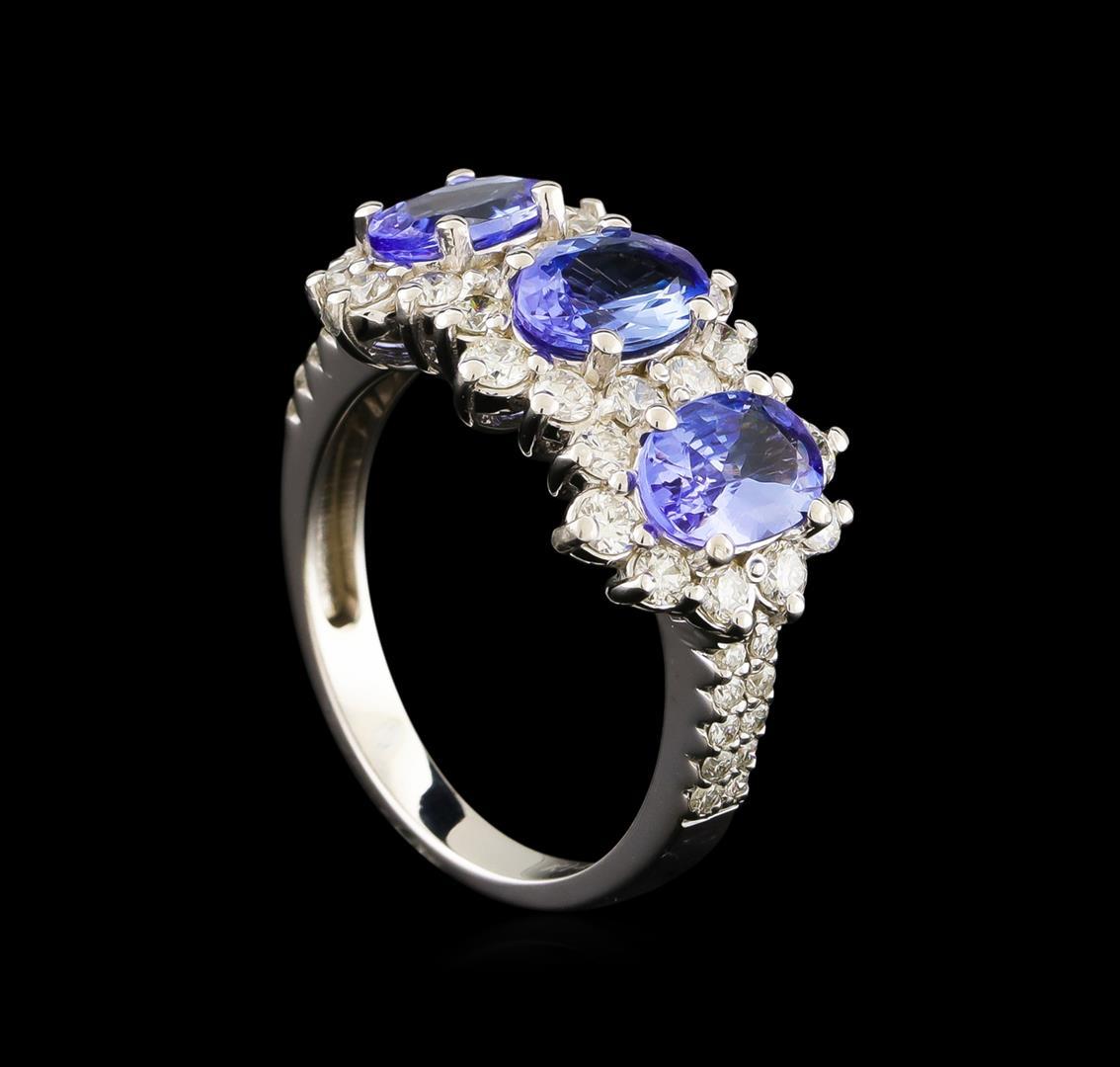 2.10 ctw Tanzanite and Diamond Ring - 14KT White Gold