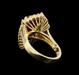 GIA C 5.98 ctw Ruby and Diamond Ring - 14KT Yellow Gold