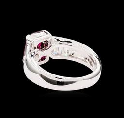 1.00 ctw Ruby and Diamond Ring - 18KT White Gold