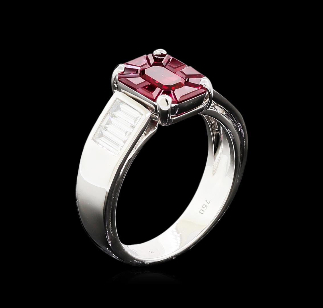 1.00 ctw Ruby and Diamond Ring - 18KT White Gold