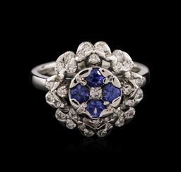 14KT White Gold 0.58 ctw Tanzanite and Diamond Ring