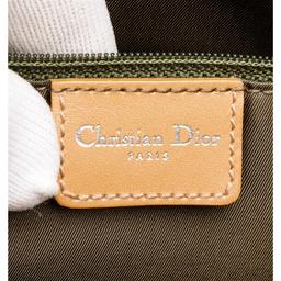 Christian Dior Vintage Green Diorissimo Canvas Tan Leather Shoulder Bag