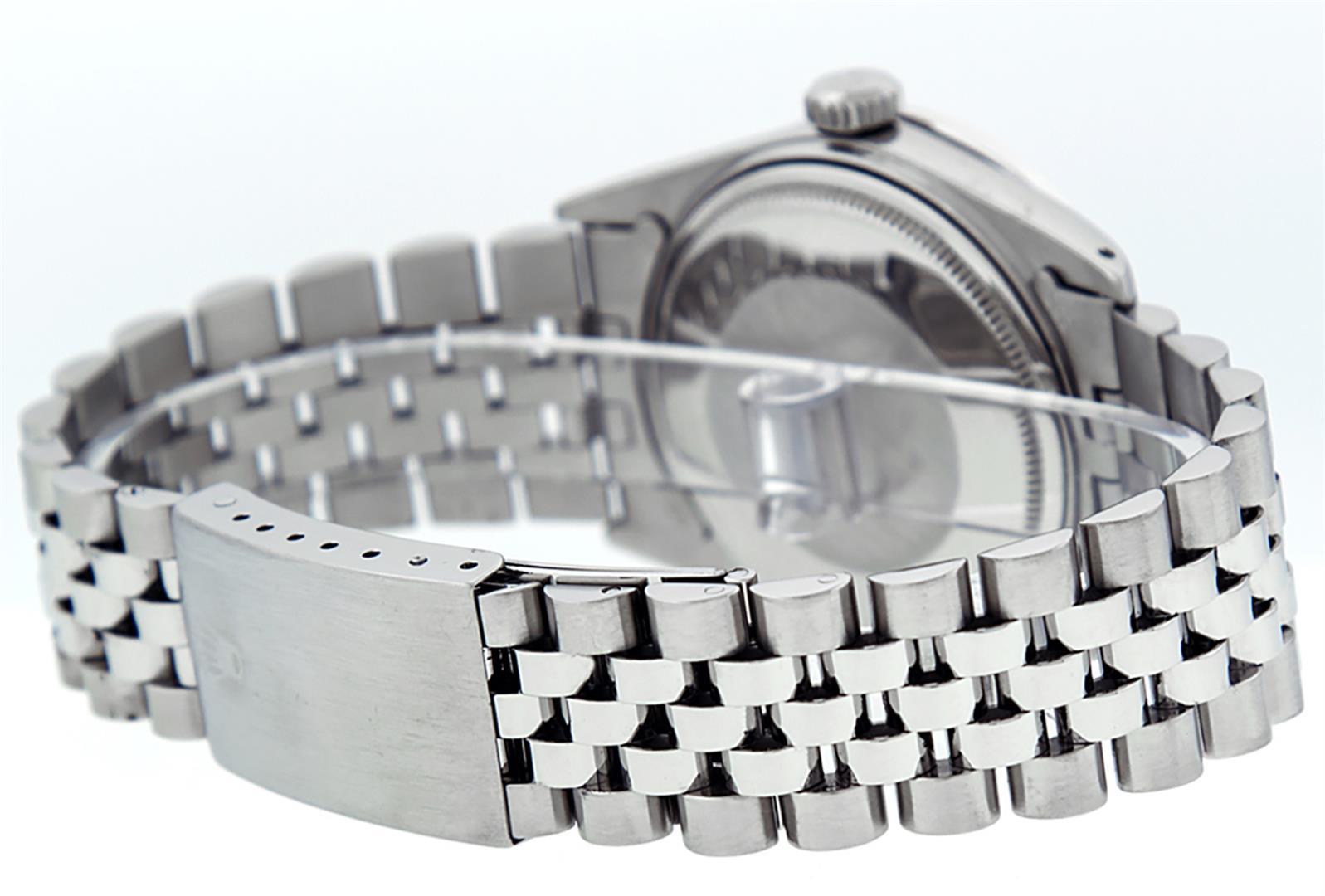 Rolex Mens Stainless Steel MOP Baguette Diamond 36MM Datejust Wristwatch