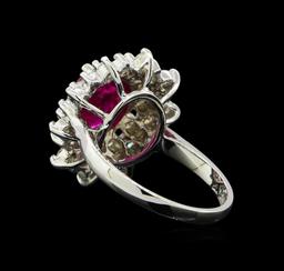 GIA Cert 2.17 ctw Ruby and Diamond Ring - 14KT White Gold