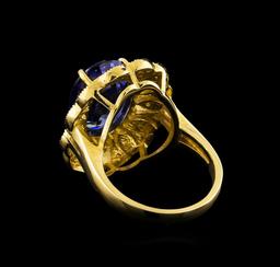 14KT Yellow Gold 7.38 ctw Tanzanite and Diamond Ring