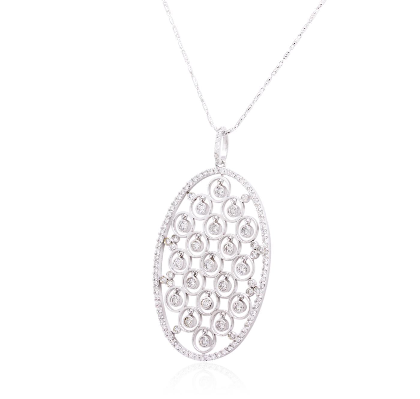 14KT White Gold 1.47 ctw Diamond Pendant With Chain