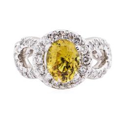 4.47 ctw Yellow Sapphire And Diamond Ring - 14KT White Gold