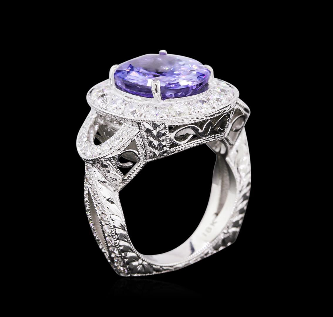 6.74 ctw Tanzanite and Diamond Ring - 18KT White Gold