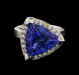 9.02 ctw Tanzanite and Diamond Ring - 14KT White Gold