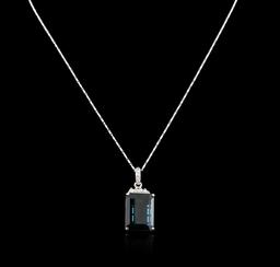 14KT White Gold 31.80 ctw Topaz and Diamond Pendant With Chain