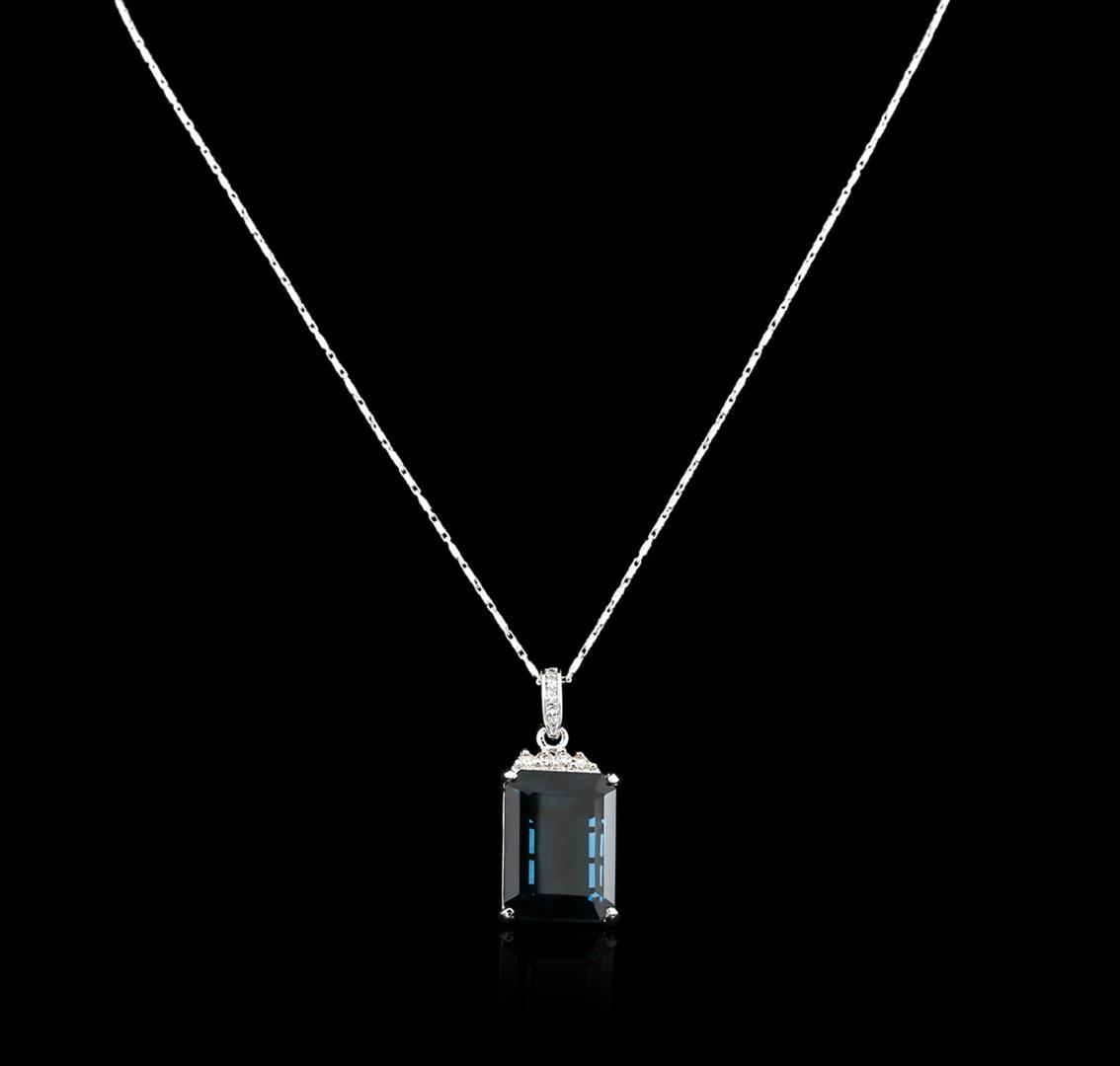 14KT White Gold 31.80 ctw Topaz and Diamond Pendant With Chain