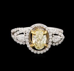 18KT Two-Tone Gold 1.22 ctw Fancy Yellow Diamond Ring