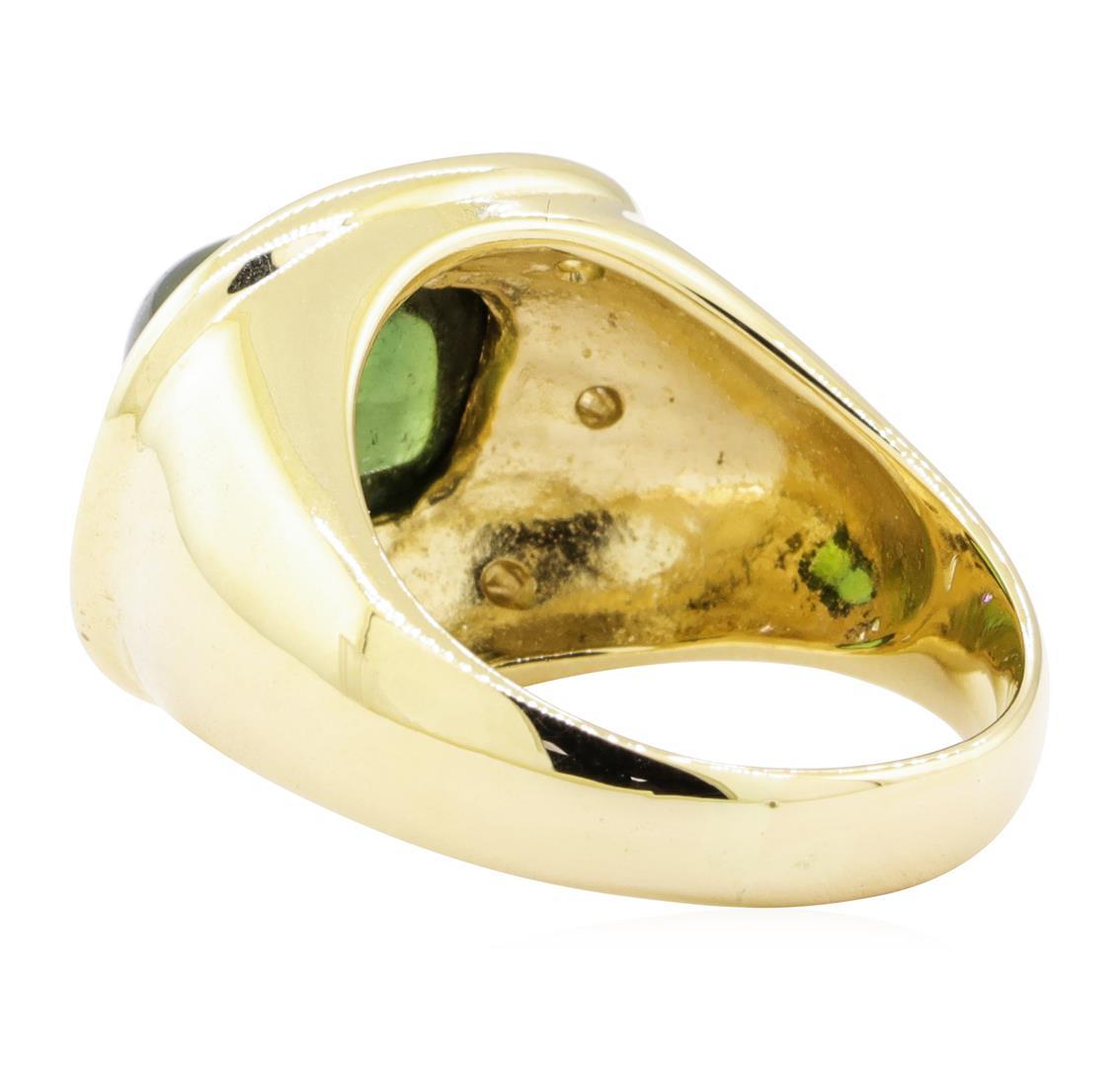 6.40 ctw Green Tourmaline And Diamond Ring - 14KT Yellow Gold