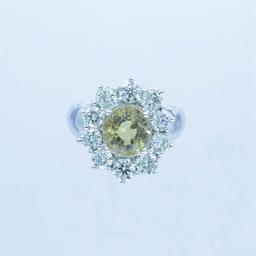 3.00 ctw Citrine and Diamond Ring - 14KT White Gold