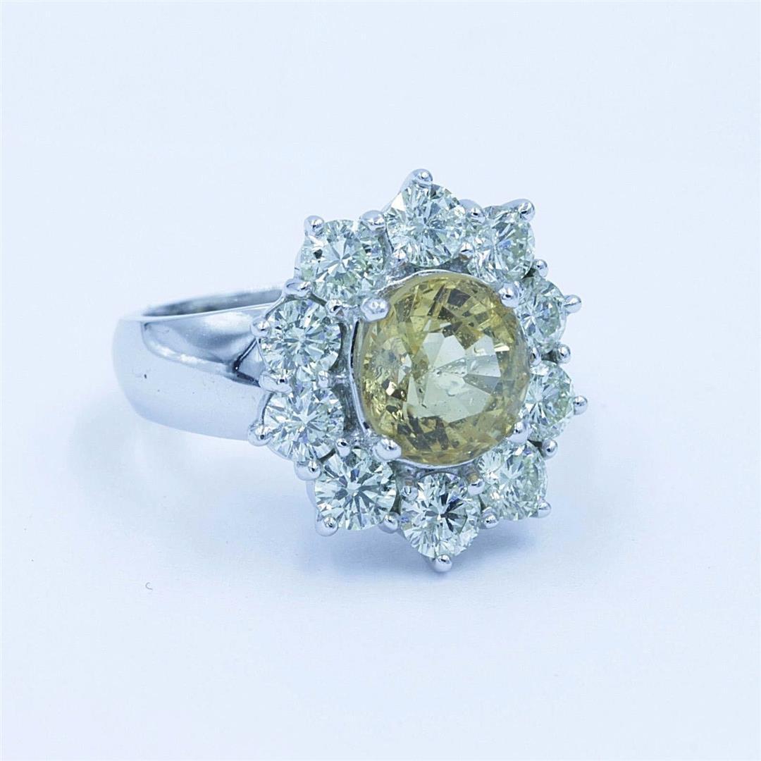 3.00 ctw Citrine and Diamond Ring - 14KT White Gold