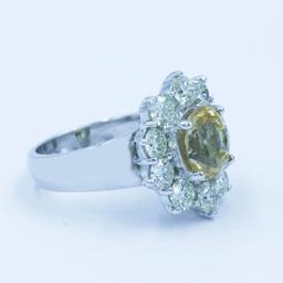 3.00 ctw Citrine and Diamond Ring - 14KT White Gold