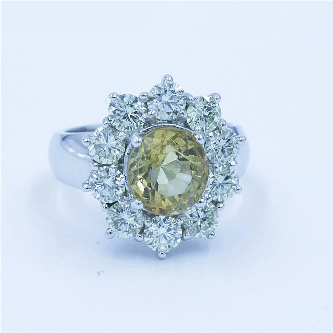 3.00 ctw Citrine and Diamond Ring - 14KT White Gold