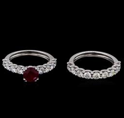 14KT White Gold 1.62 ctw Ruby and Diamond Wedding Set