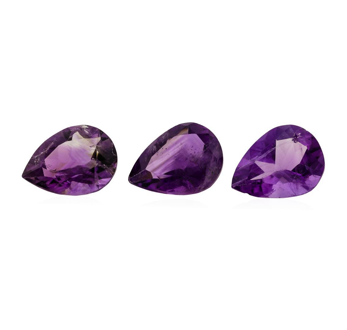 20.50 ctw.Natural Pear Cut Amethyst Parcel of Three