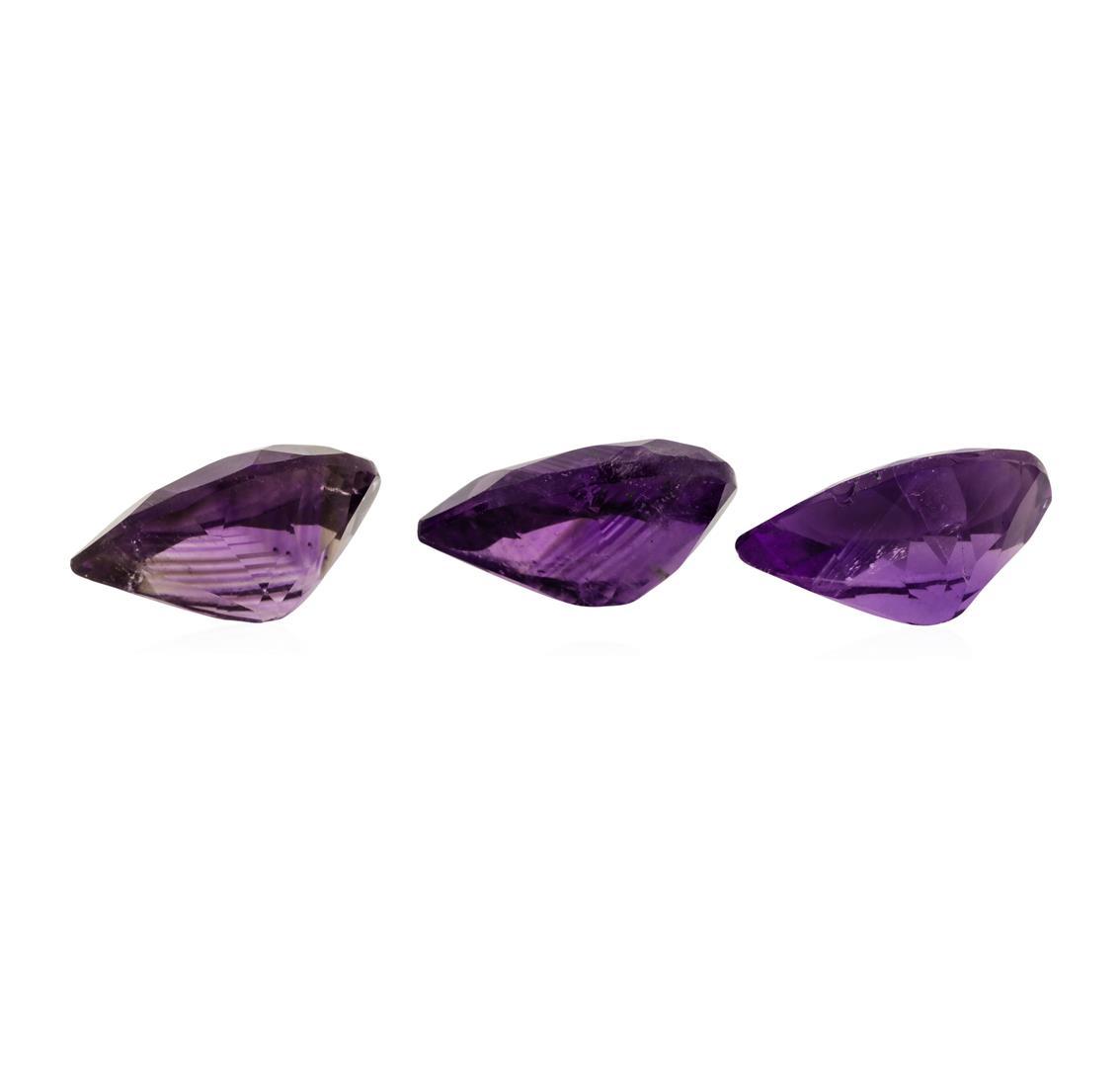 20.50 ctw.Natural Pear Cut Amethyst Parcel of Three