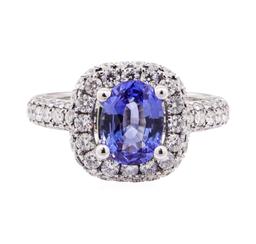 2.44 ctw Sapphire And Diamond Ring - 14KT White Gold