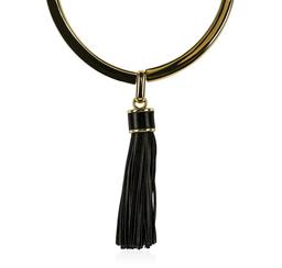 Leather Tassel Pendant Necklace - Rhodium Plated