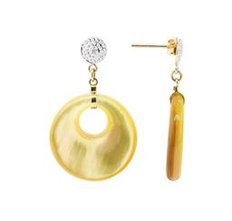 0.02 ctw Diamond and Mother of Pearl Earrings - 14KT Yellow Gold