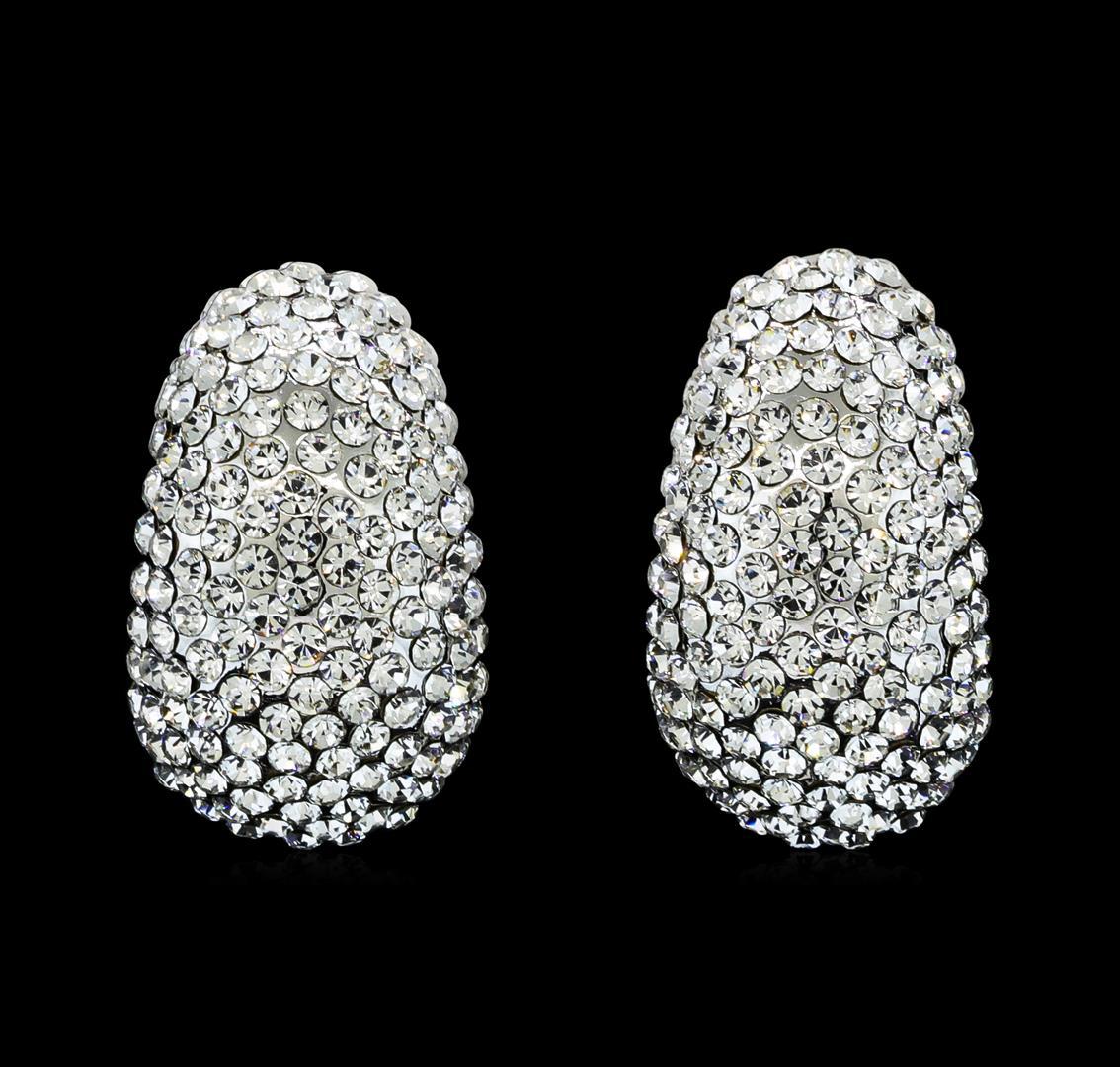 15x25mm Crystal Pave Earrings - Silver Plated