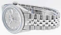 Rolex Mens Stainless Steel Slate Grey Diamond 36MM Datejust Wristwatch