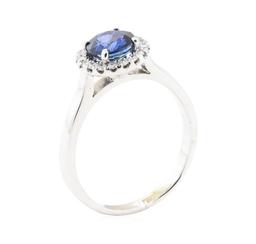 1.73 ctw Sapphire and Diamond Ring - 14KT White Gold