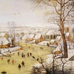 Winter Landscape with Skaters and Bird-trap by Brueghel (1564-1636)