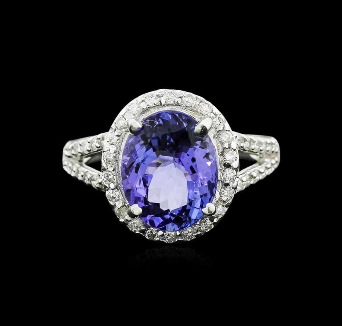 14KT White Gold 4.19 ctw Tanzanite and Diamond Ring