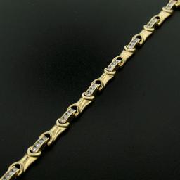 14K Yellow Gold 7" 2.16 ctw Channel Set Round Brilliant Diamond Tennis Bracelet