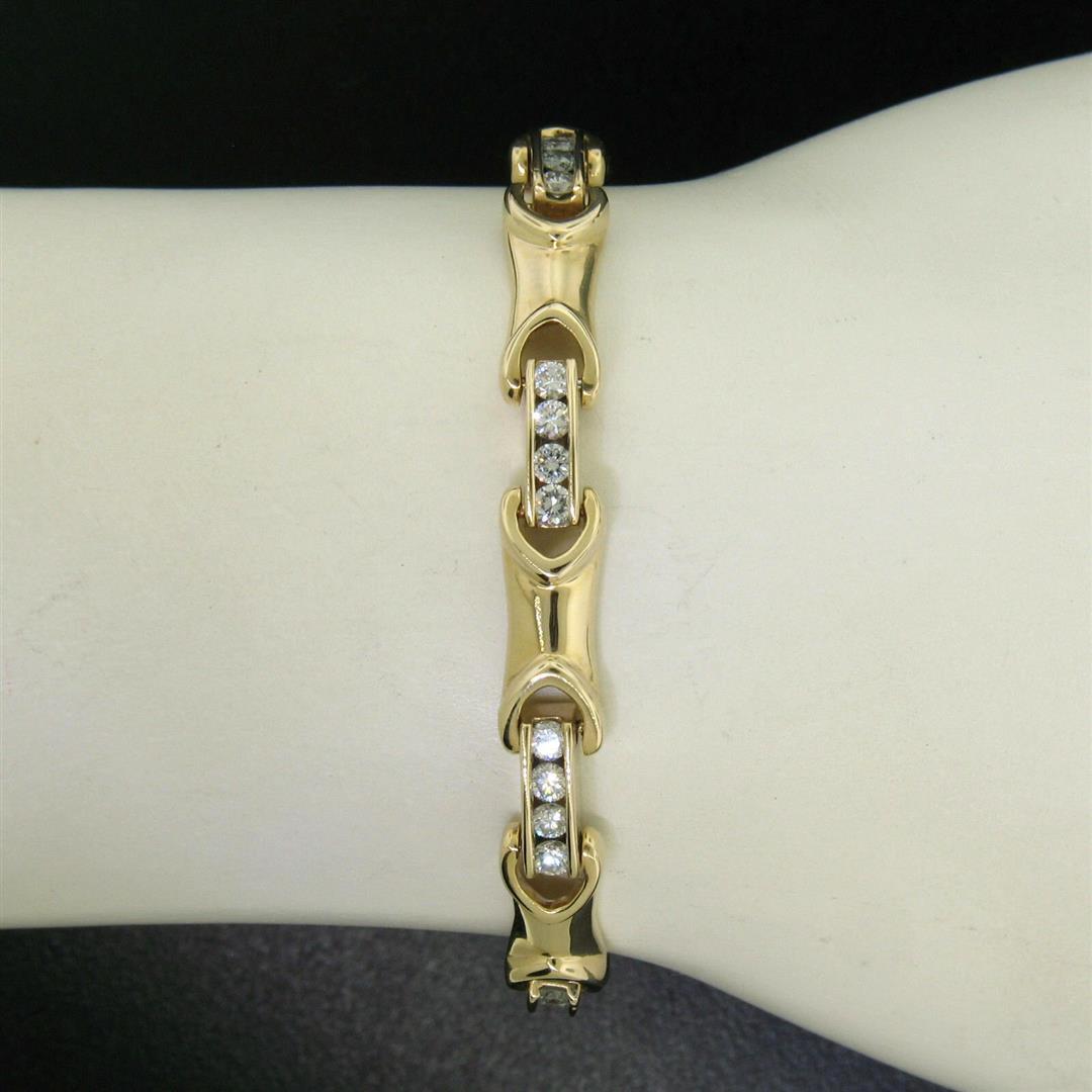 14K Yellow Gold 7" 2.16 ctw Channel Set Round Brilliant Diamond Tennis Bracelet