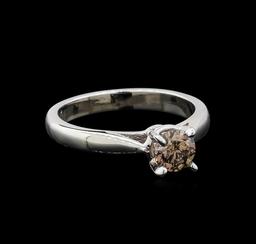 14KT White Gold 0.67 ctw Round Cut Fancy Brown Diamond Solitaire Ring